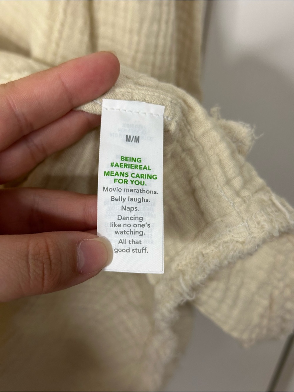 Aerie Soft Oat 100% Cotton Oversized Gauzy Coverup Shirt Sz M Coastal Minimalist - Picture 8 of 10
